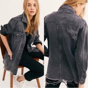 Stylish Distressed Gray Denim Jacket